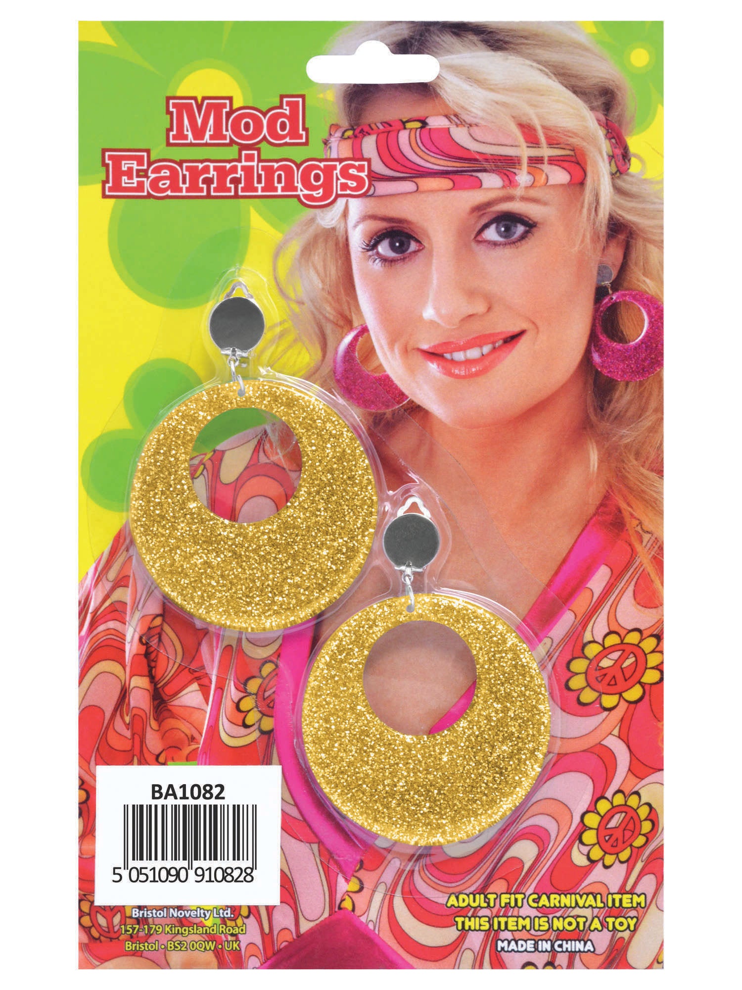 Mod Glitter Oorbellen Kostuumaccessoire