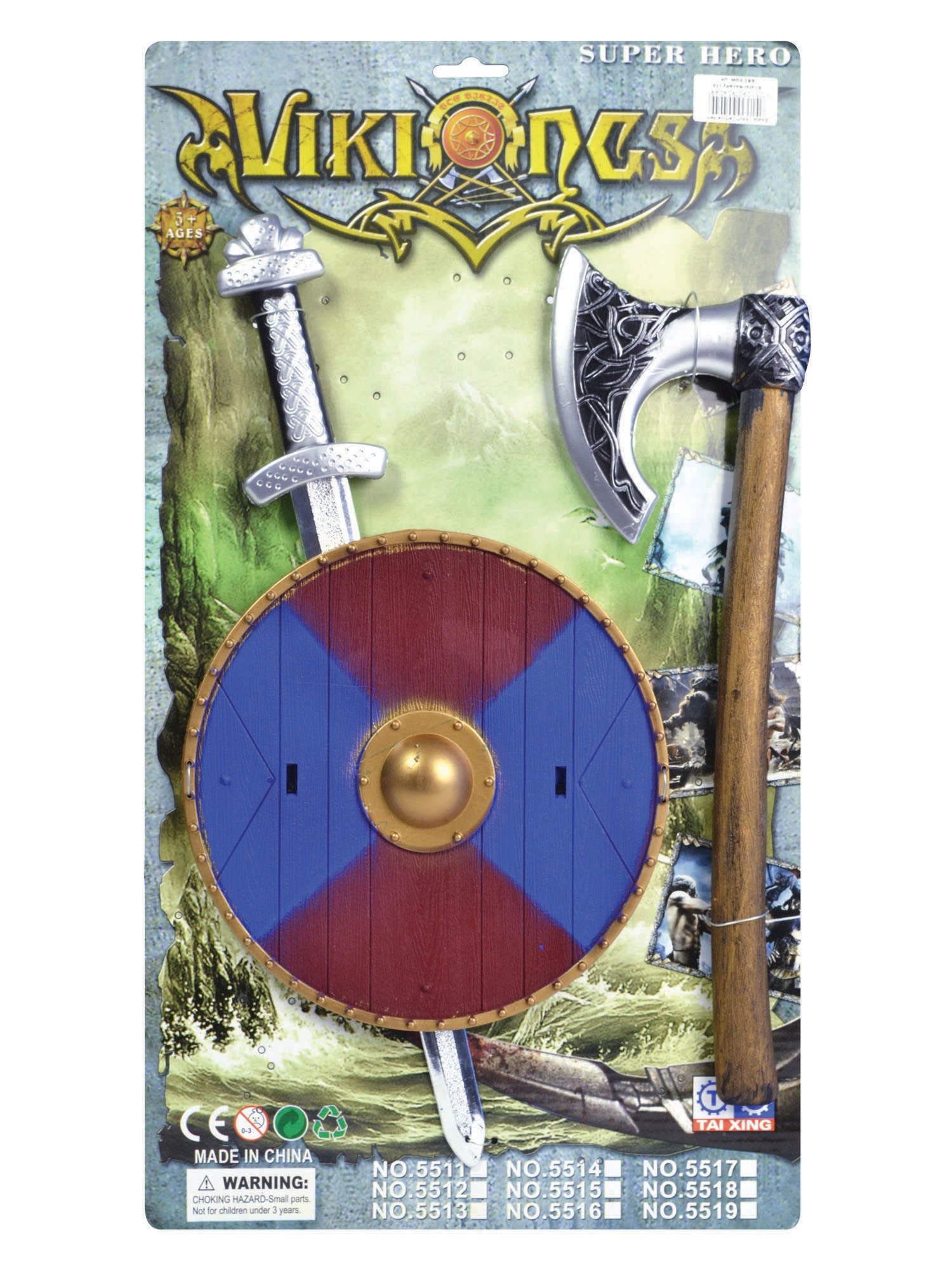 Viking Zwaard, Schild & Bijl Set Kostuumaccessoire