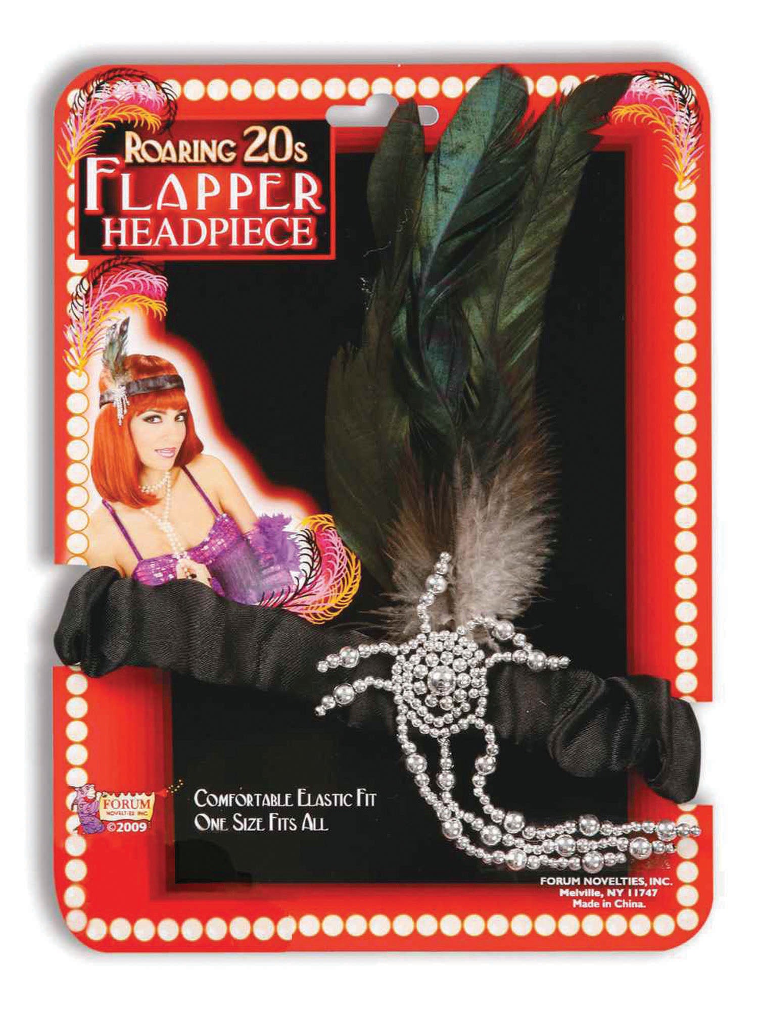 Zwarte Flapper Haarbanden & Veren Kostuumaccessoire