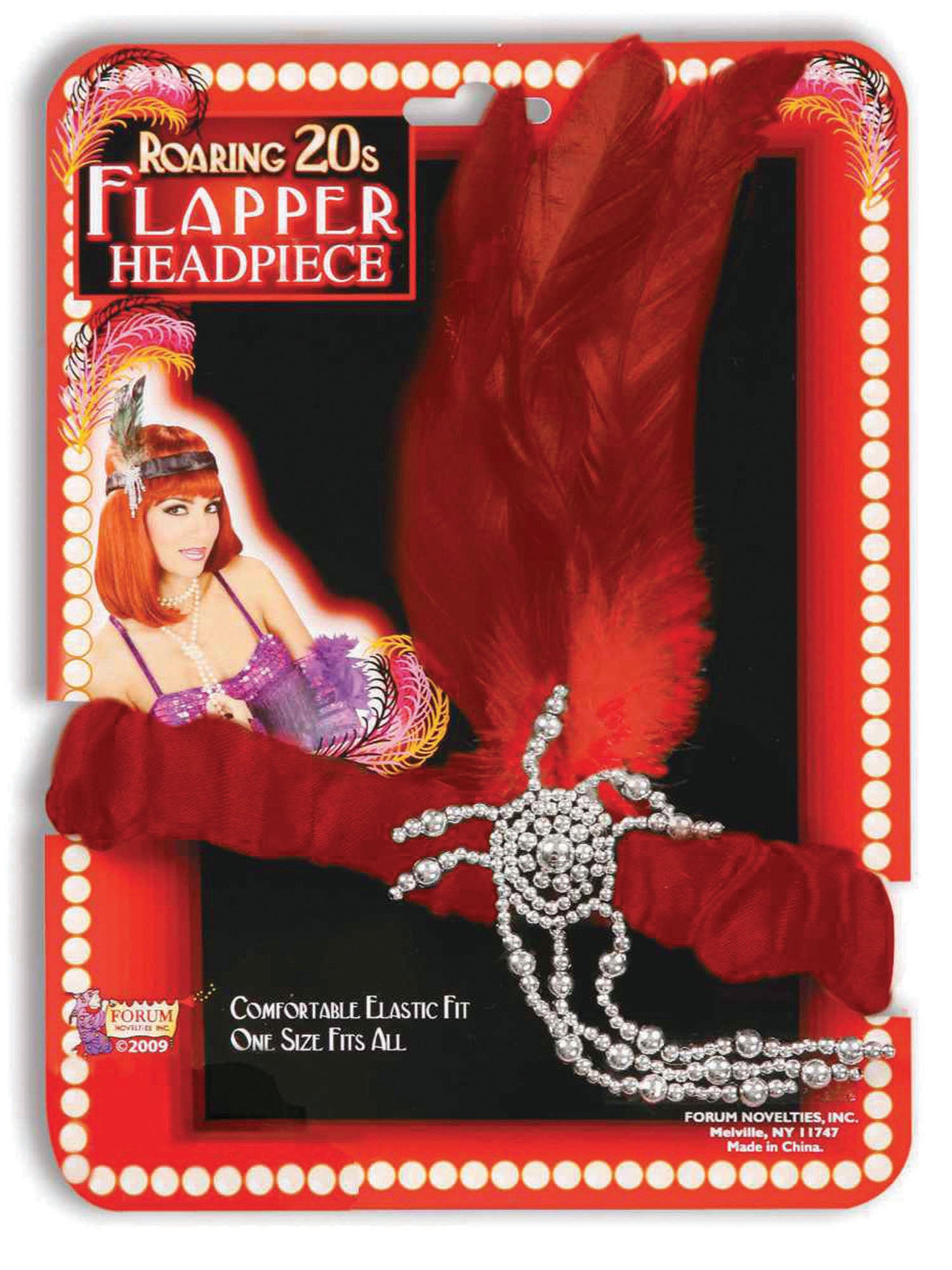 Rode Flapper Haarbanden & Veren Kostuumaccessoire