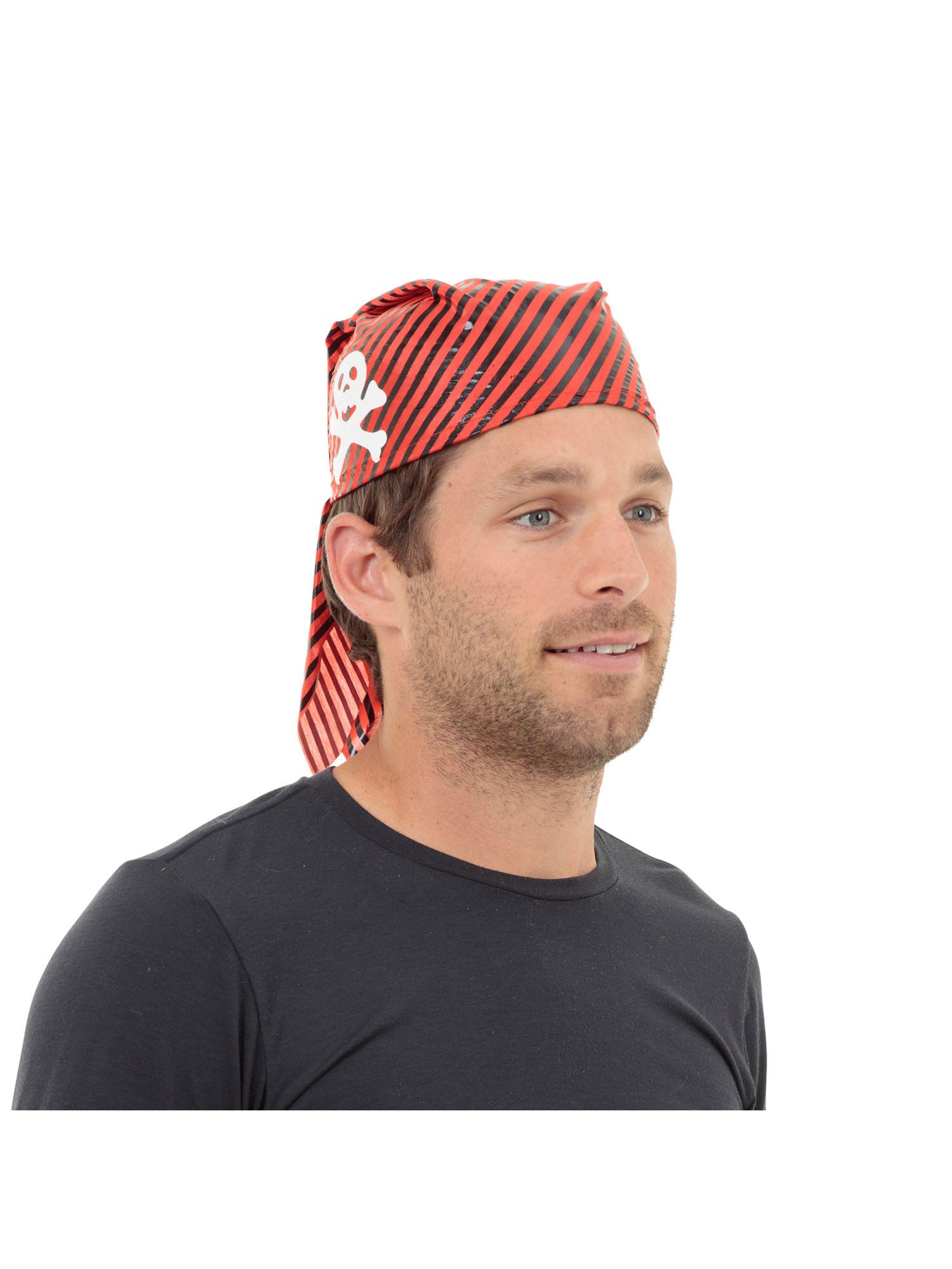 Rood-zwarte piratenhoed met schedel