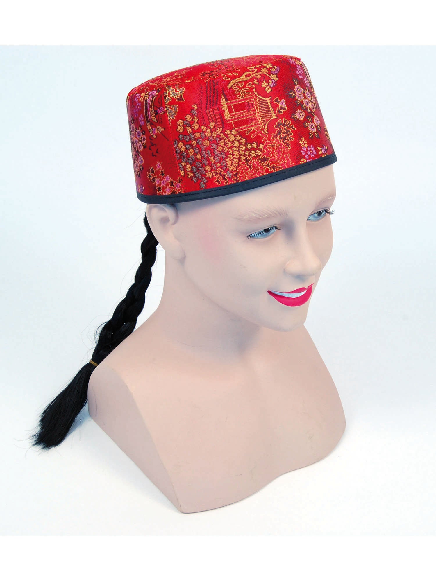 Rode Chinese mandarijnenhoed & vlecht