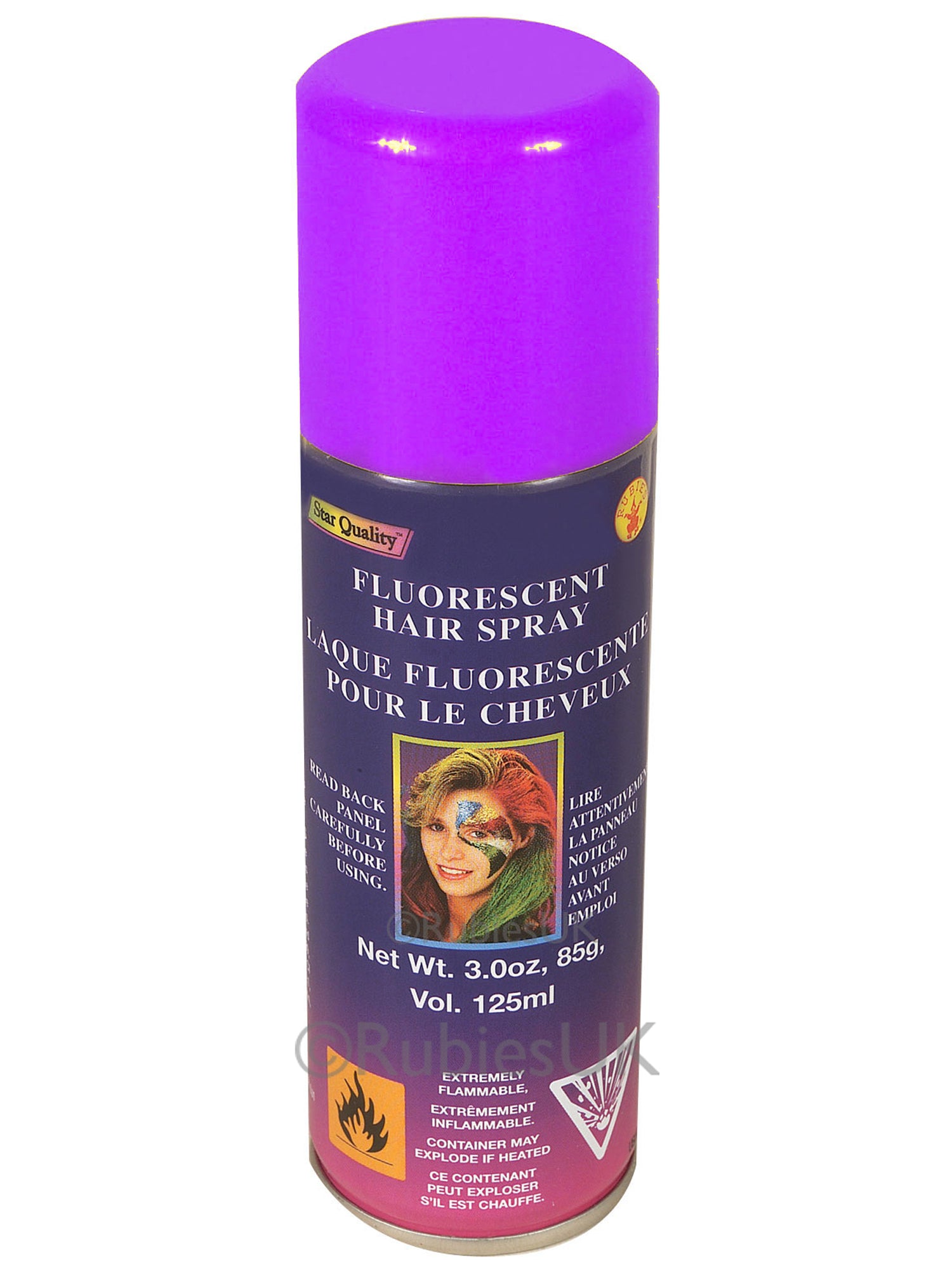 Paarse Fluorescerende Haarspray Kostuumaccessoire