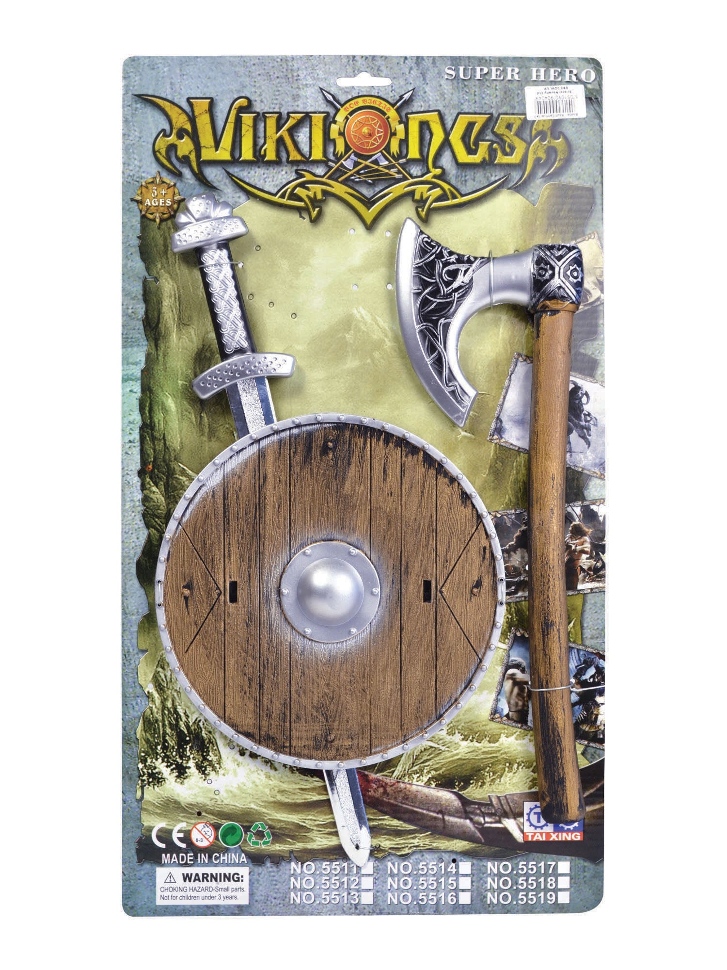 Viking Zwaard, Schild & Bijl Set Kostuumaccessoire