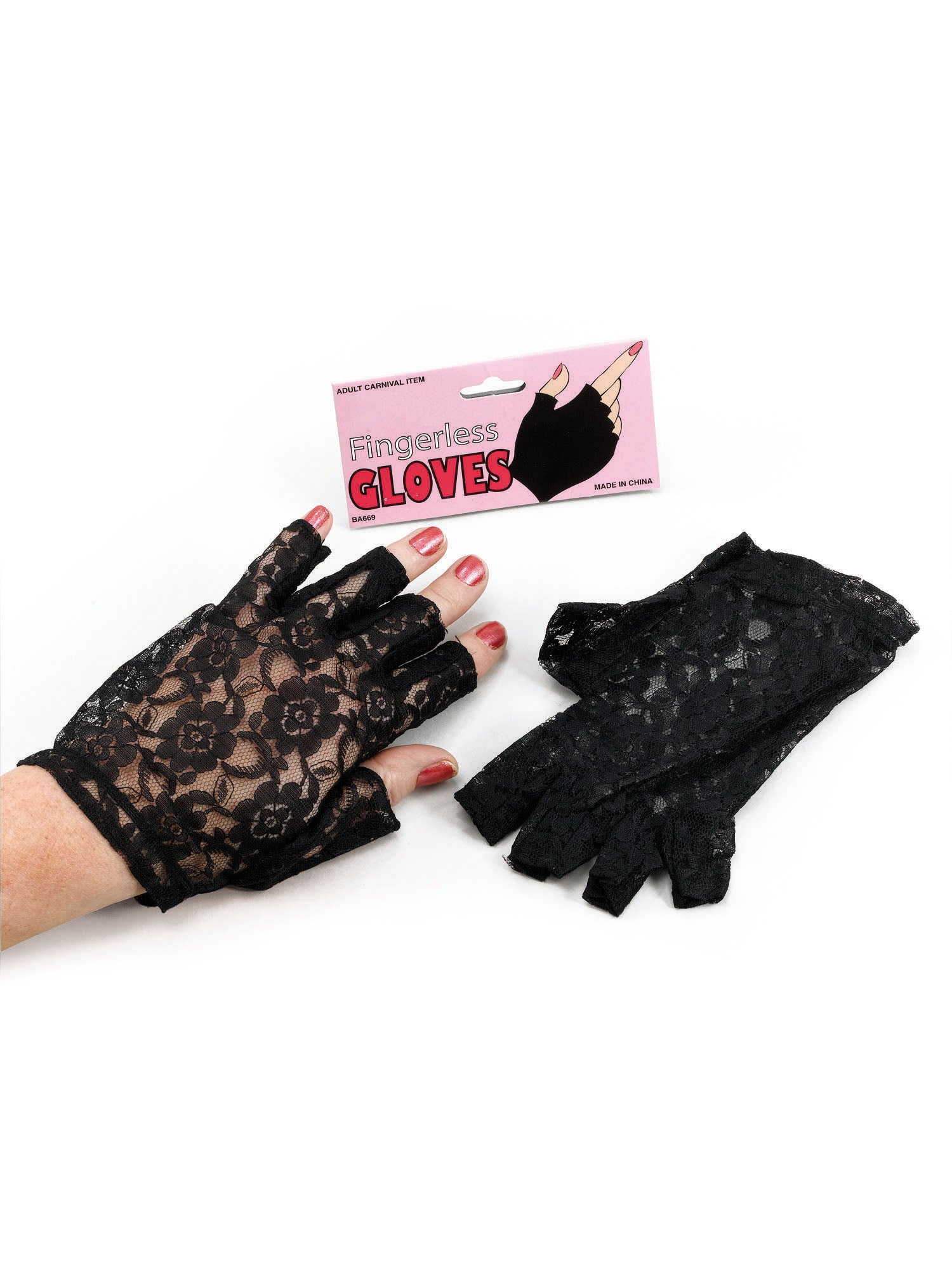 Zwarte Vingerloze Kant Handschoenen Kostuumaccessoire