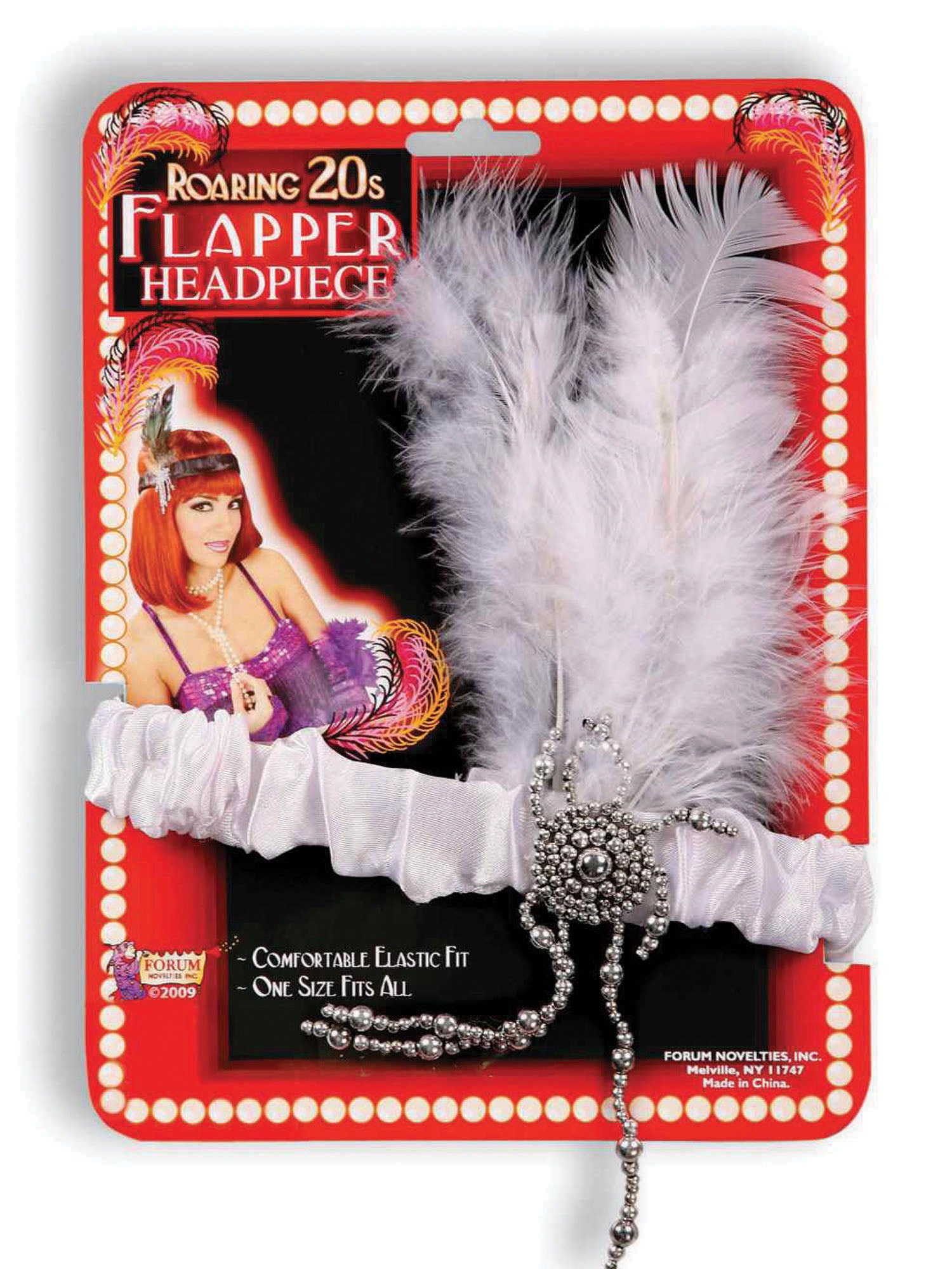 Witte Flapper Haarbanden & Veren Kostuumaccessoire