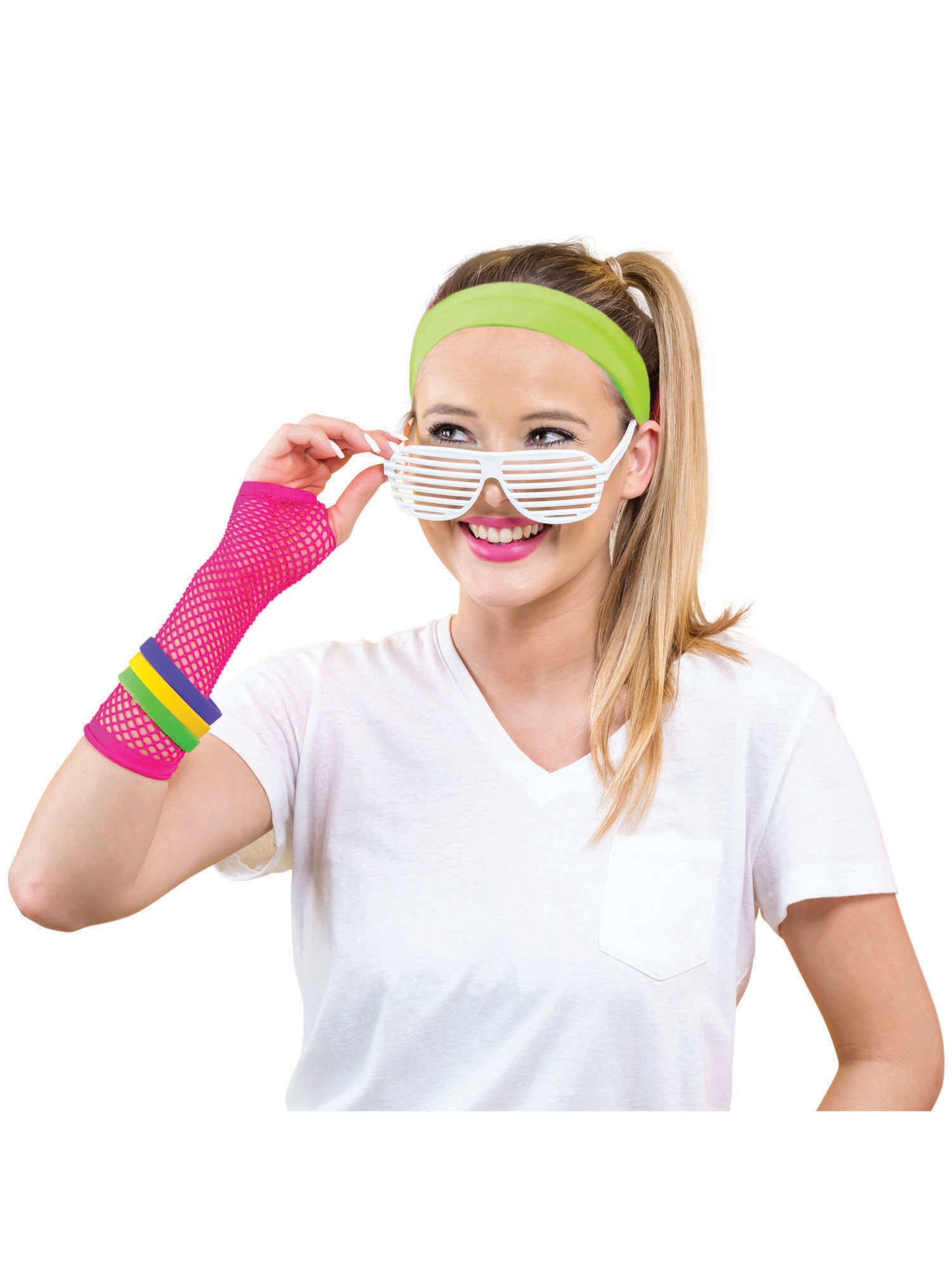 Neongroene haarband uit de jaren '80 als accessoire