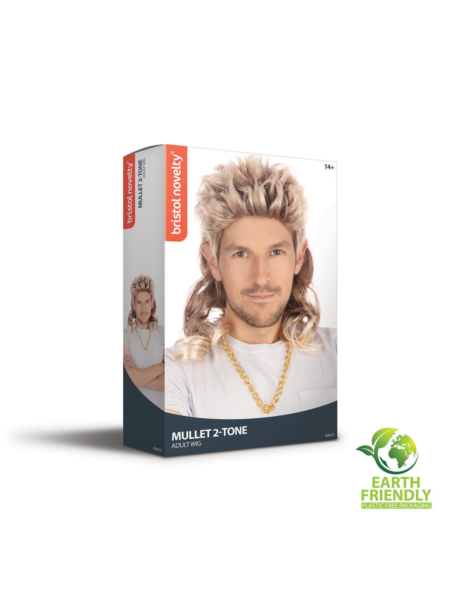 Bruine Mullet Pruik met Twee Tinten