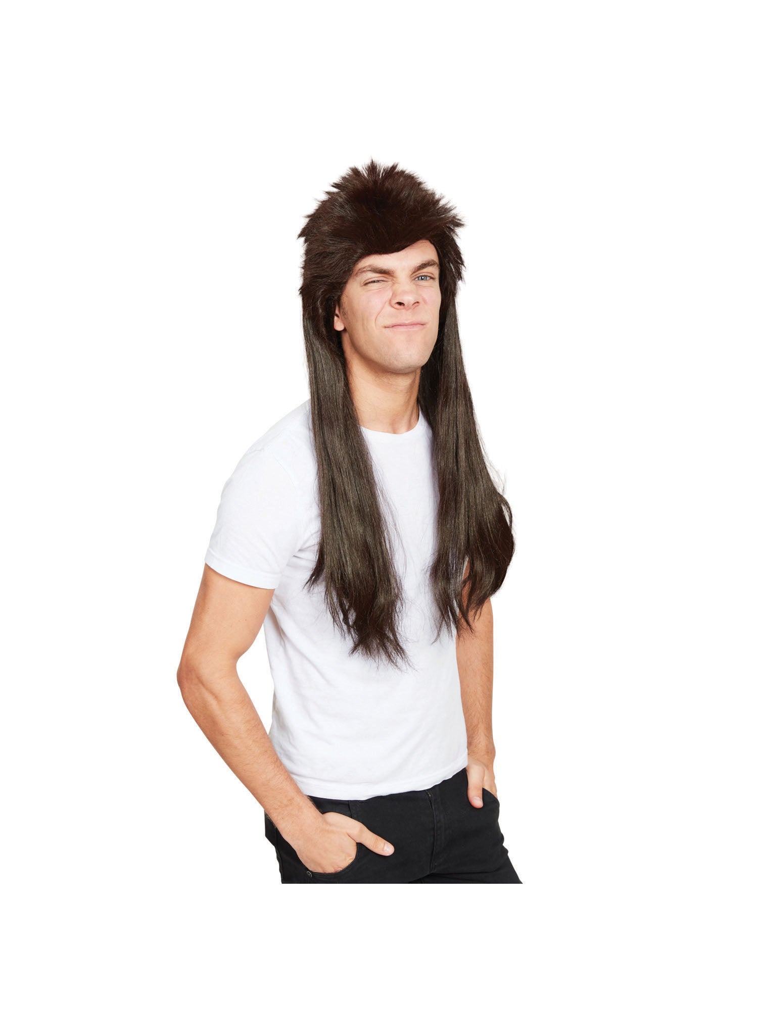 Bruine Mullet Pruik